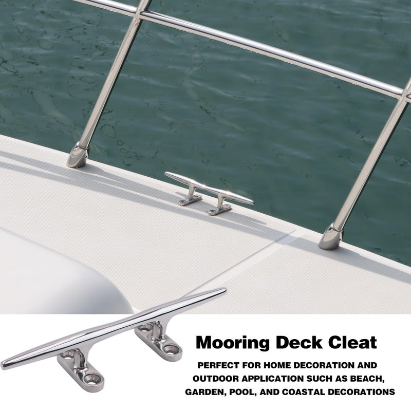 Laorde Boat Cleat 4 inch 5 inch 6 inch 8 inch 10 inch Open Base 316 Stainless Steel Dock Cleat Marine Grade Rope Cleat with Fasteners for Kayaks  Nautical Decor (4 inch 4 Pack) - Image 5